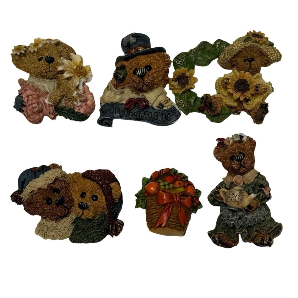 Boyds  Lot of  6 Wearable Resin Pins BEARWEAR Vintage Collectible Brooches